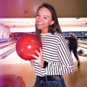 Striped long sleeve crop top